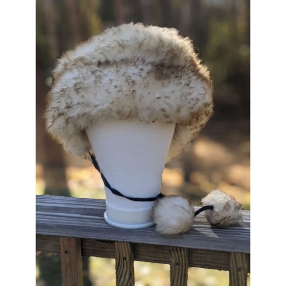 Vintage 60s Sheepskin Shearling Fur Hat With Pom Poms Made in Italy Boho Winter - Picture 10 of 16